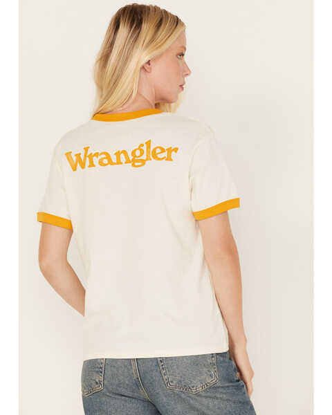 Image #4 - Wrangler Women's Logo Graphic Ringer Graphic Tee, Ivory, hi-res