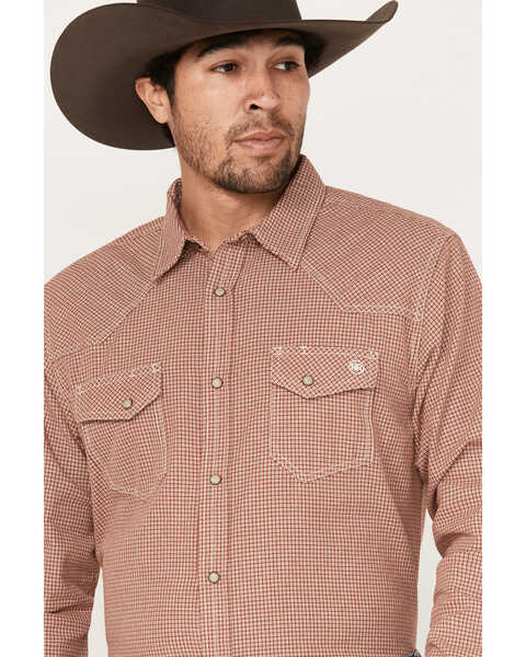 Image #2 - Blue Ranchwear Men's Plaid Print Long Sleeve Western Pearl Snap Shirt, Fired Brick, hi-res