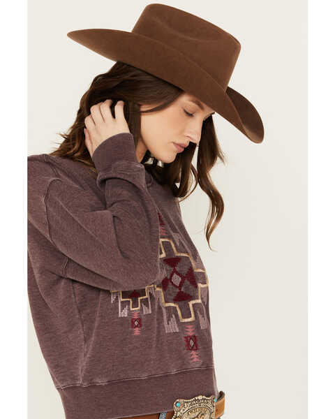 Image #2 - Ariat Women's Southwestern Embroidered Larson Sweatshirt , Maroon, hi-res
