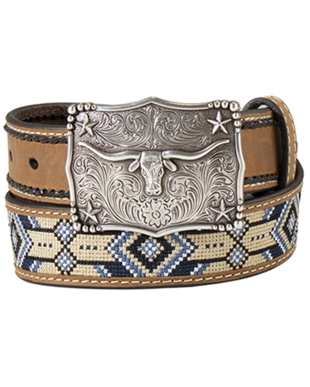 M & F Western Boys' Southwestern Belt, Brown, hi-res