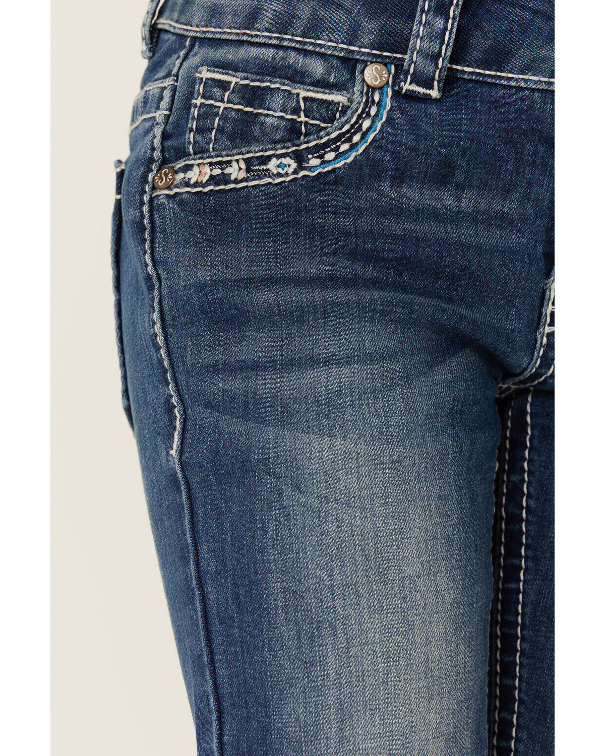 Image #4 - Shyanne Little Girls' Diamond Embroidered Pocket Bootcut Jeans, , hi-res