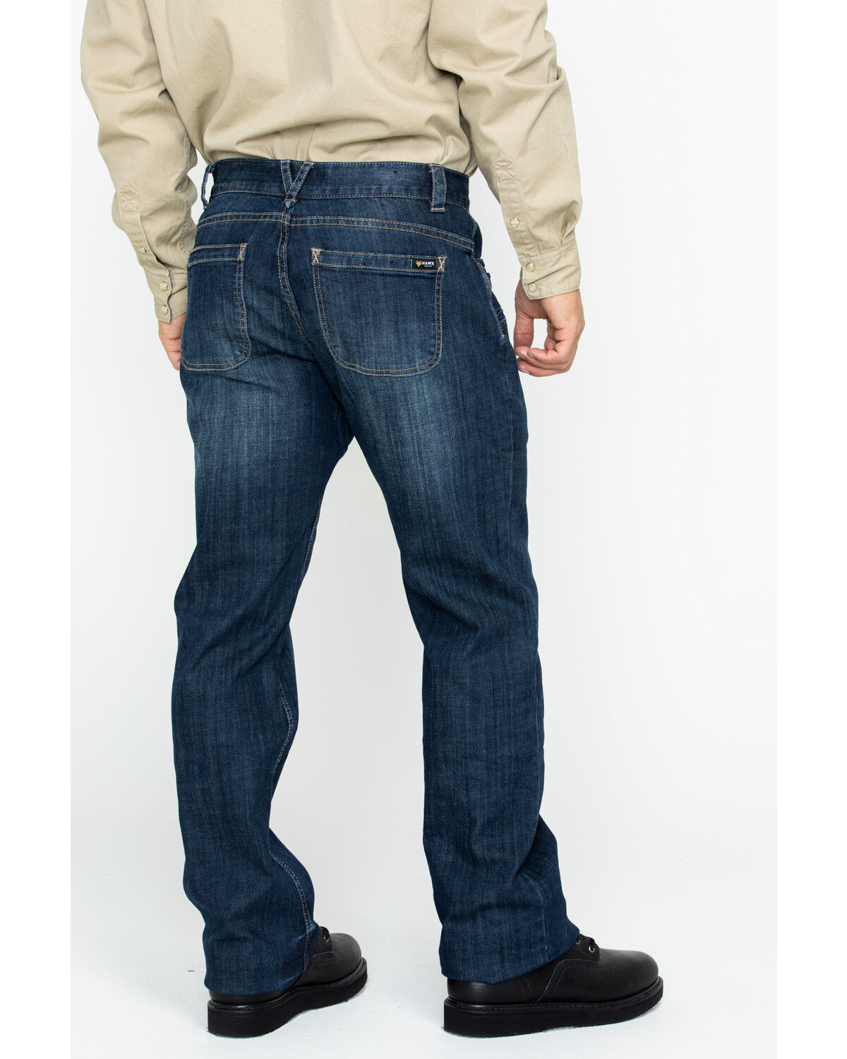 Image #1 - Hawx Men's Medium Dark Wash Stretch Work Denim Jeans, Indigo, hi-res