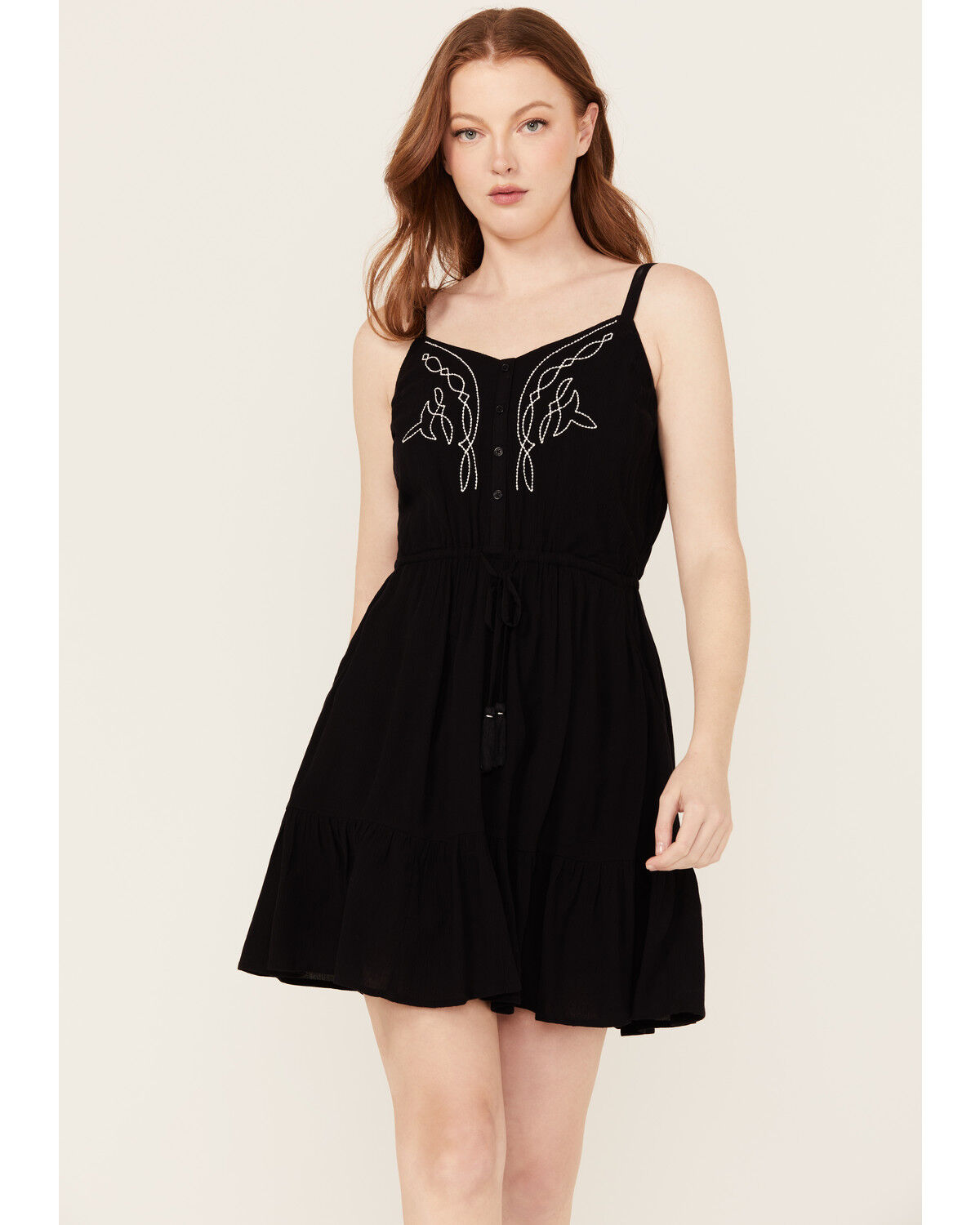 Image #1 - Idyllwind Women's Wilsonia Western Embroidered Sleeveless Button-Down Mini Dress, Black, hi-res