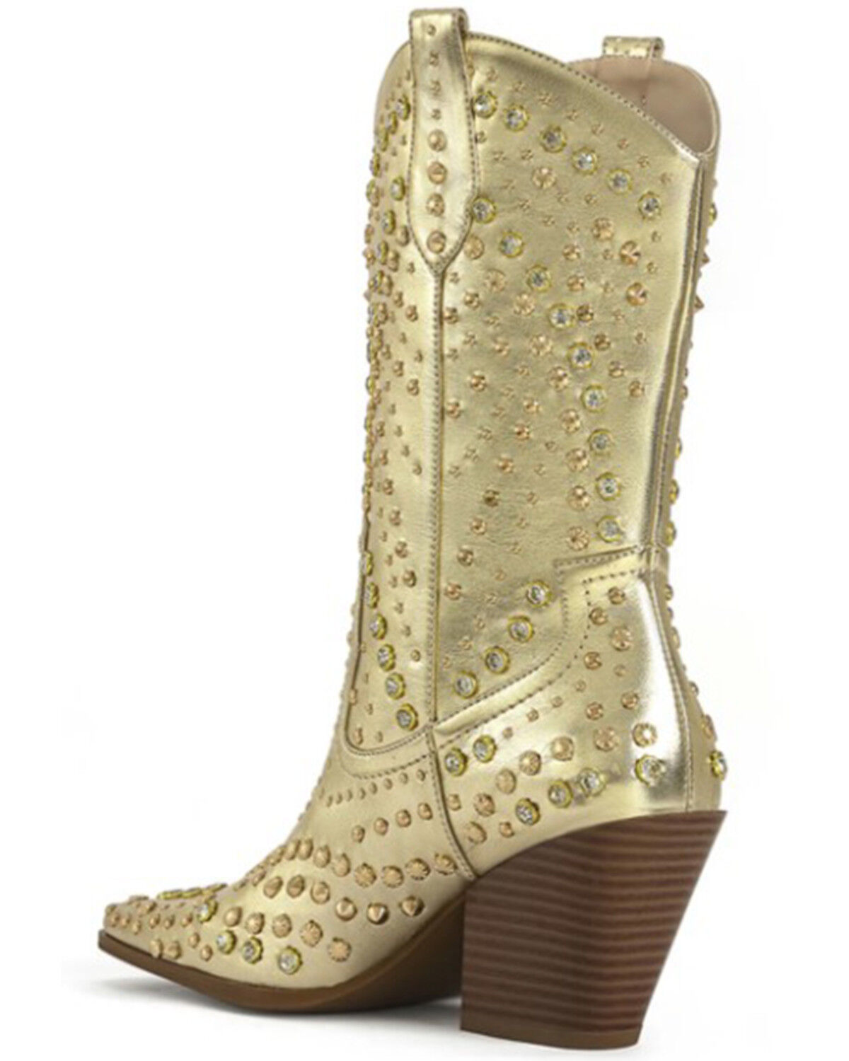 Image #3 - Azalea Wang Women's Appease Studded Booties - Snip Toe, Gold, hi-res