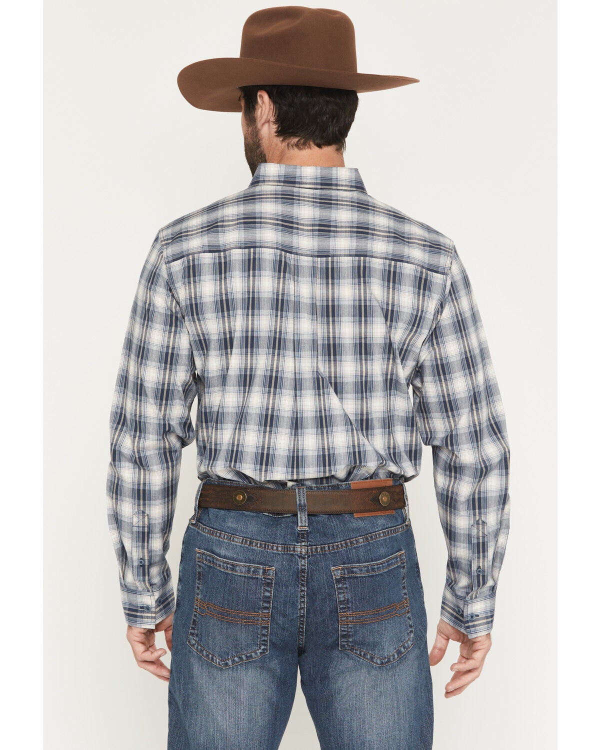 Image #4 - Cody James Men's Tennessee Trail Plaid Print Long Sleeve Button-Down Stretch Western Shirt - Big, Blue, hi-res