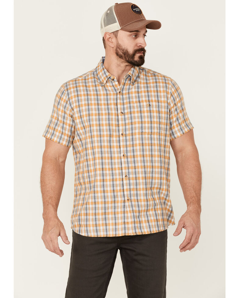 North River Men's Mustard Cozy Cotton Plaid Short Sleeve Button-Down Western Shirt , Mustard, hi-res