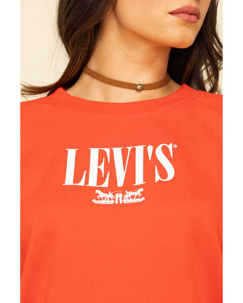 Levi’s Women's Logo Relaxed Crewneck Sweatshirt, Red, hi-res