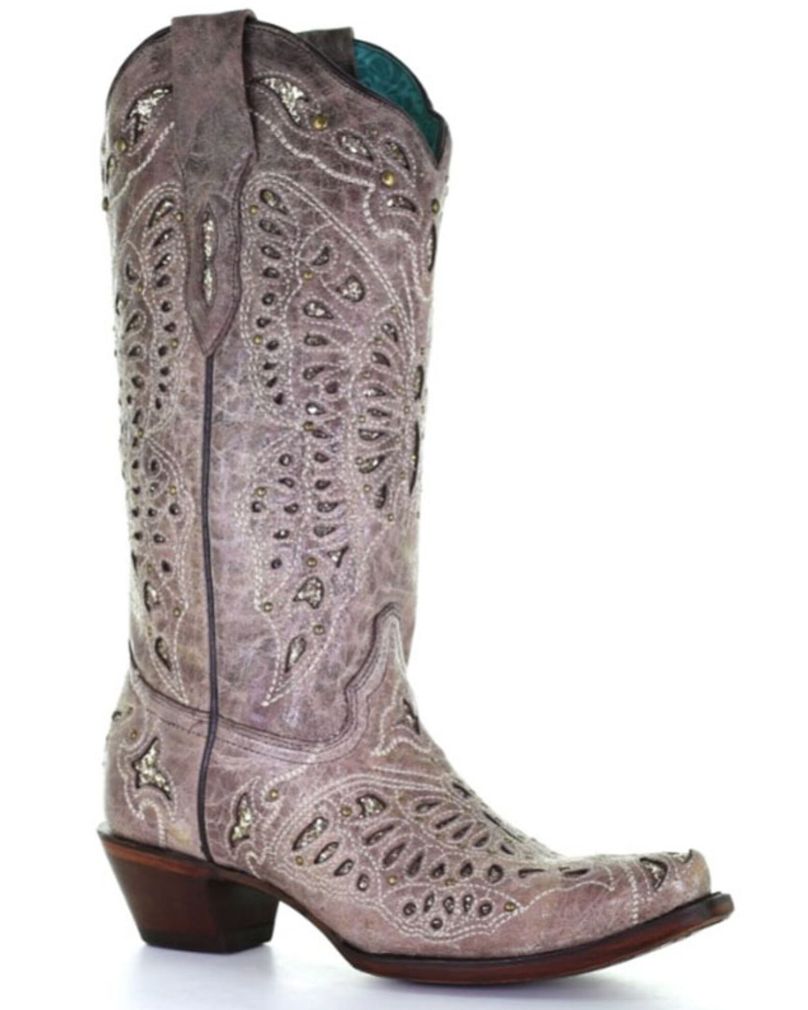 Image #1 - Corral Women's Butterfly Glitter Western Boots - Snip Toe, Brown, hi-res