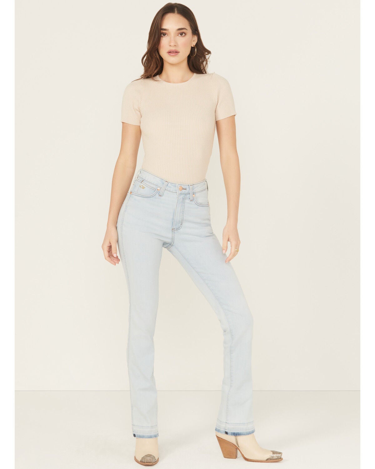 Wrangler X Lainey Wilson Women's Light Wash High Rise Boot Hugger Stretch Denim Jeans, Light Wash, hi-res
