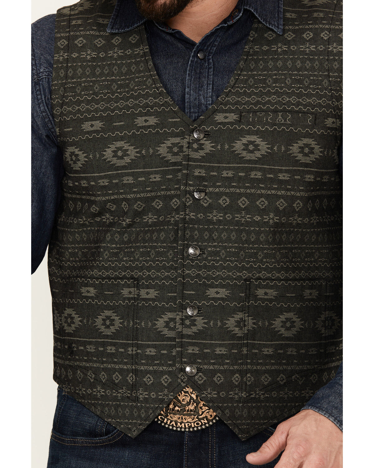 Image #3 - Moonshine Spirit Men's Regent Southwestern Print Vest, Charcoal, hi-res
