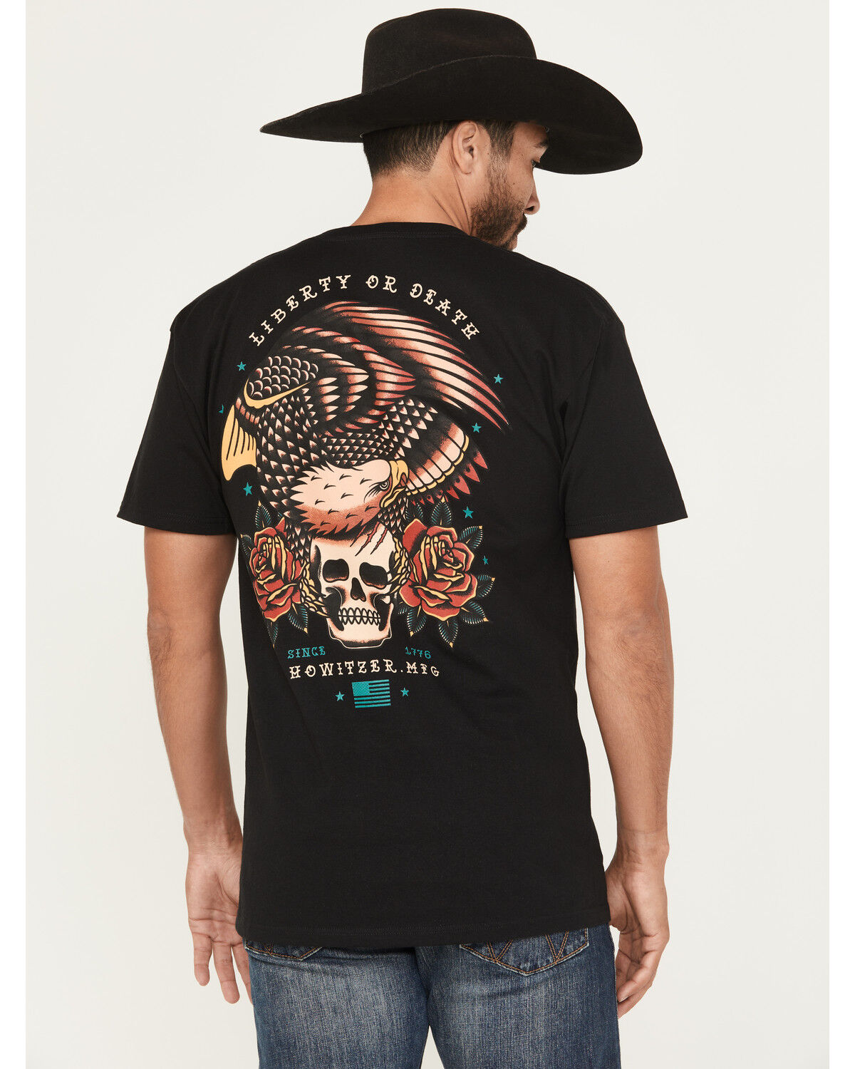 Image #1 - Howitzer Men's Liberty or Death Short Sleeve Graphic T-Shirt, Black, hi-res