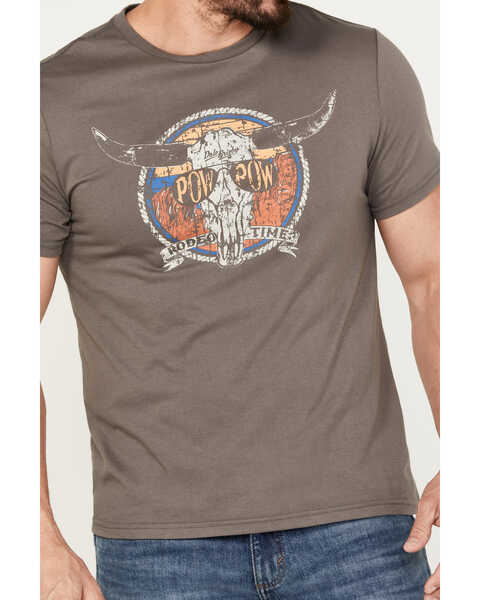 Image #3 - Rock & Roll Denim Men's Pow Pow Rodeo Short Sleeve Graphic T-Shirt, Grey, hi-res