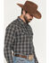 Image #2 - Cody James Men's Warriors Way Plaid Print Long Sleeve Snap Western Shirt - Tall, Dark Blue, hi-res