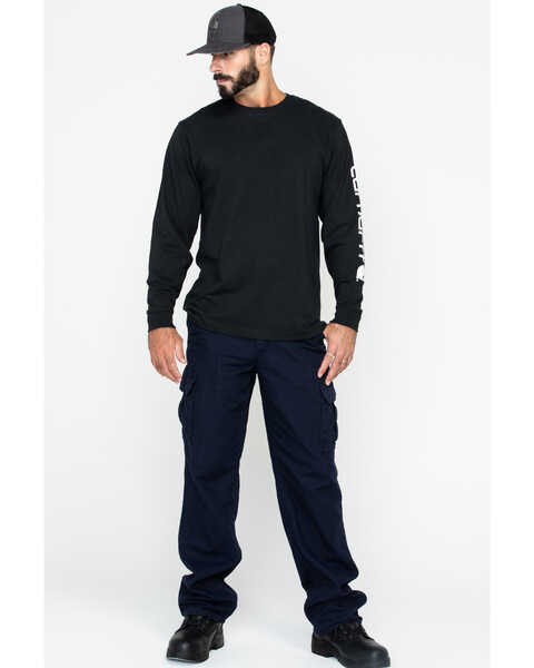 Image #6 - Carhartt Men's Loose Fit Heavyweight Long Sleeve Logo Graphic Work T-Shirt - Big & Tall, Black, hi-res