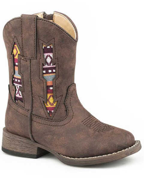 Roper Youth Boys' Southwestern Arrow Western Boots - Square Toe, Brown, hi-res