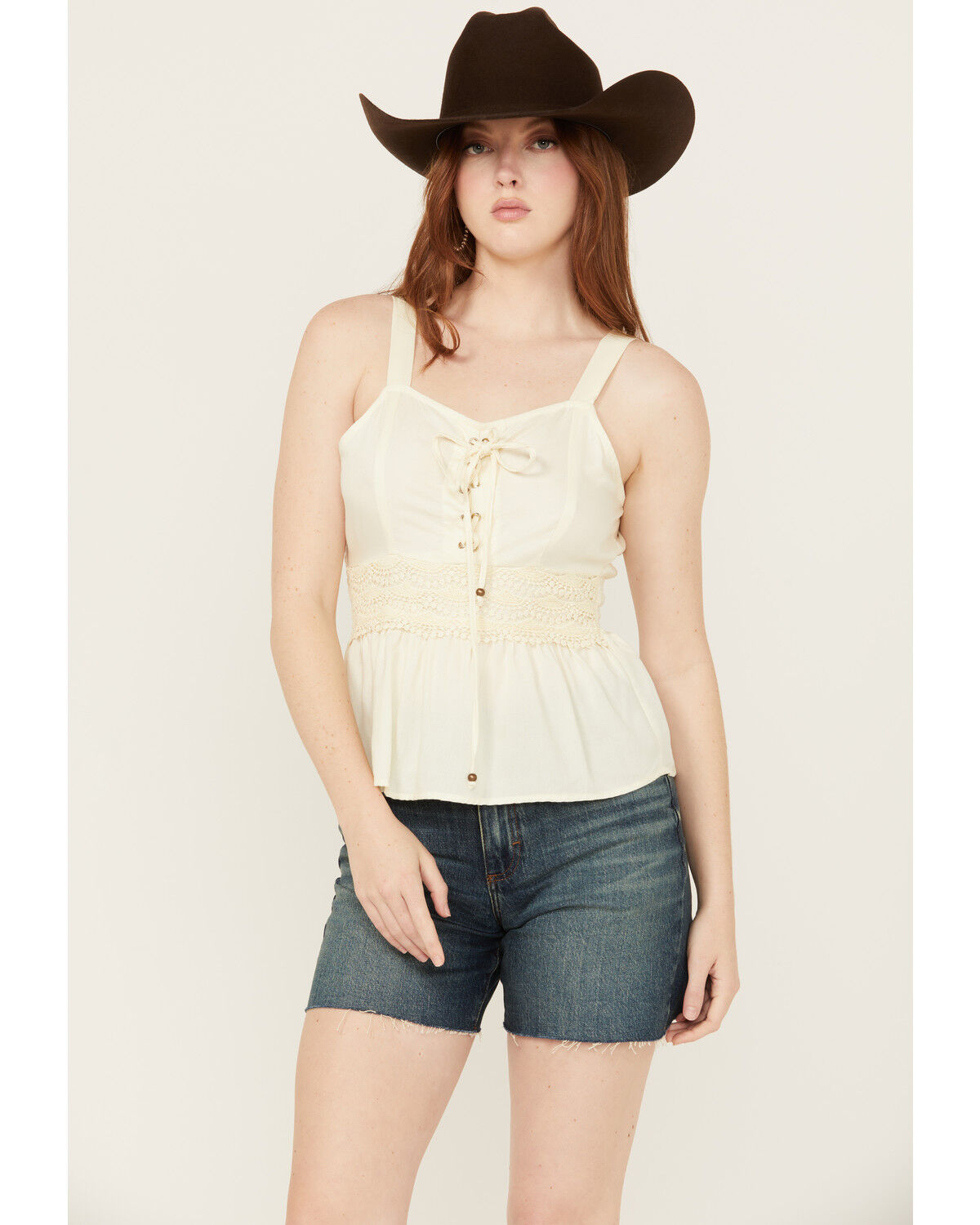 Image #1 - Angie Women's Crochet Tank Top, Ivory, hi-res