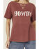Image #3 - Blended Women's Howdy Rhinestone Short Sleeve Graphic Tee, Red, hi-res