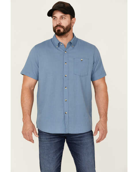 North River Men's Seersucker Short Sleeve Button Down Western Shirt , Blue, hi-res