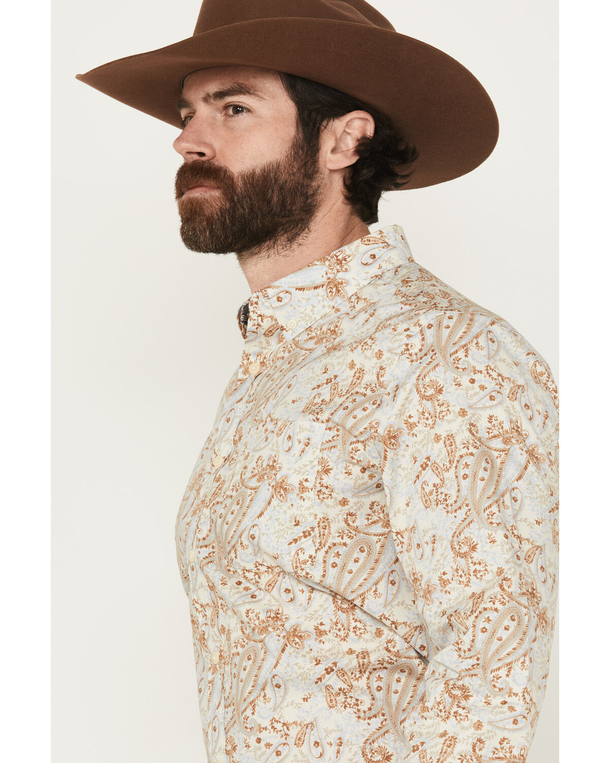 Image #2 - Cody James Men's Porter Floral Print Long Sleeve Button-Down Stretch Western Shirt - Big, Cream, hi-res