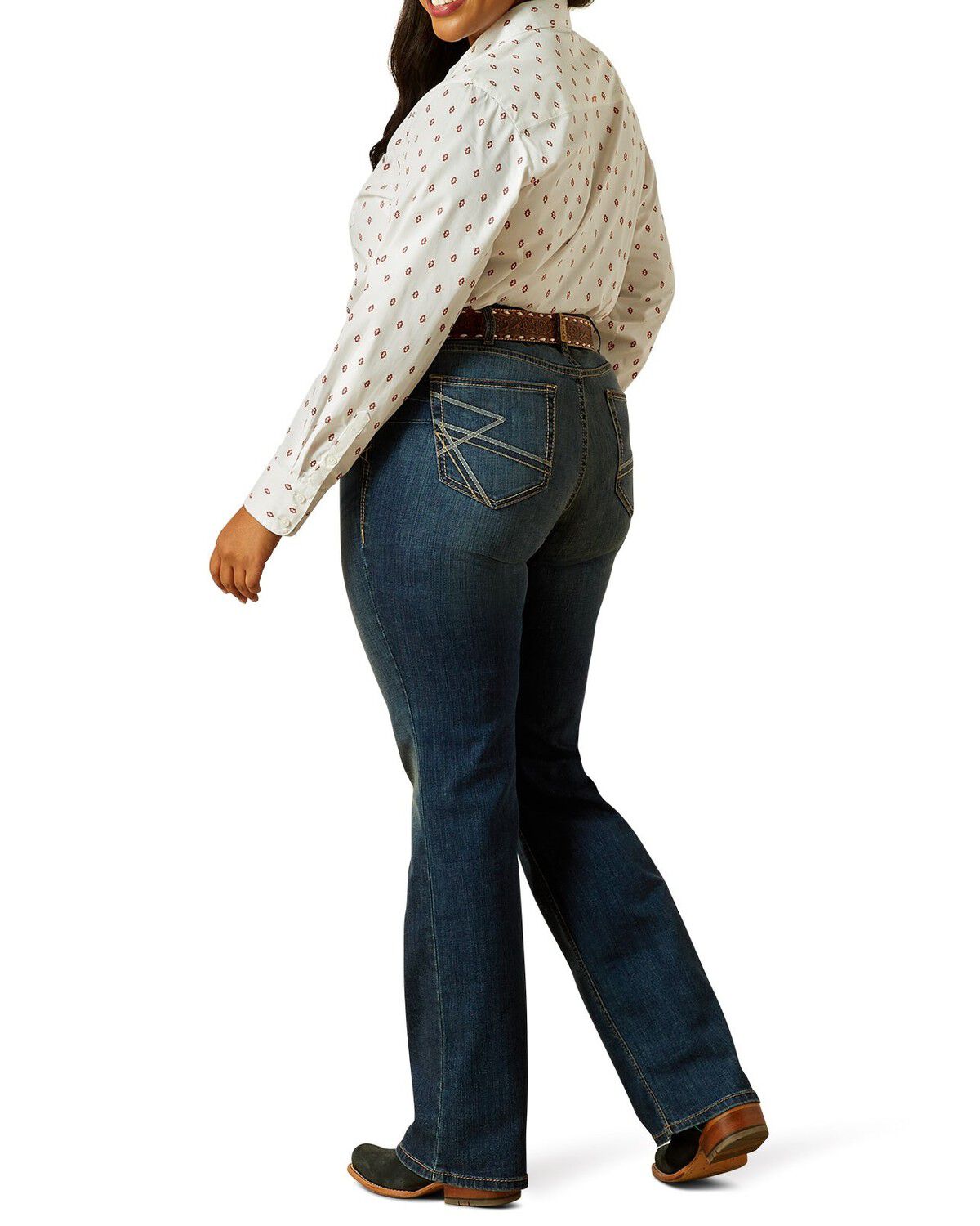 Ariat Women's Sonia Dark Wash Mid Rise Bootcut Stretch Denim Jeans - Plus, Dark Wash, hi-res