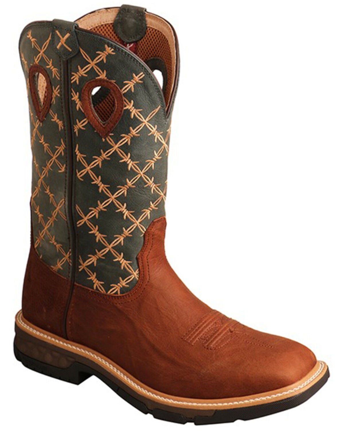 Twisted X Men's Barbed Wire Western Work Boots - Soft Toe, Brown, hi-res