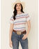 Rough Stock By Panhandle Women's Multi Stripe Short Sleeve Button-Down Western Core Shirt , Red/white/blue, hi-res