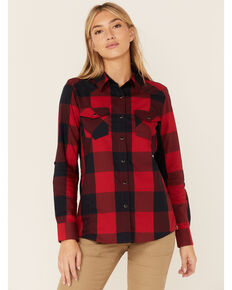 Wrangler Women's Plaid Western Shirt, Red, hi-res