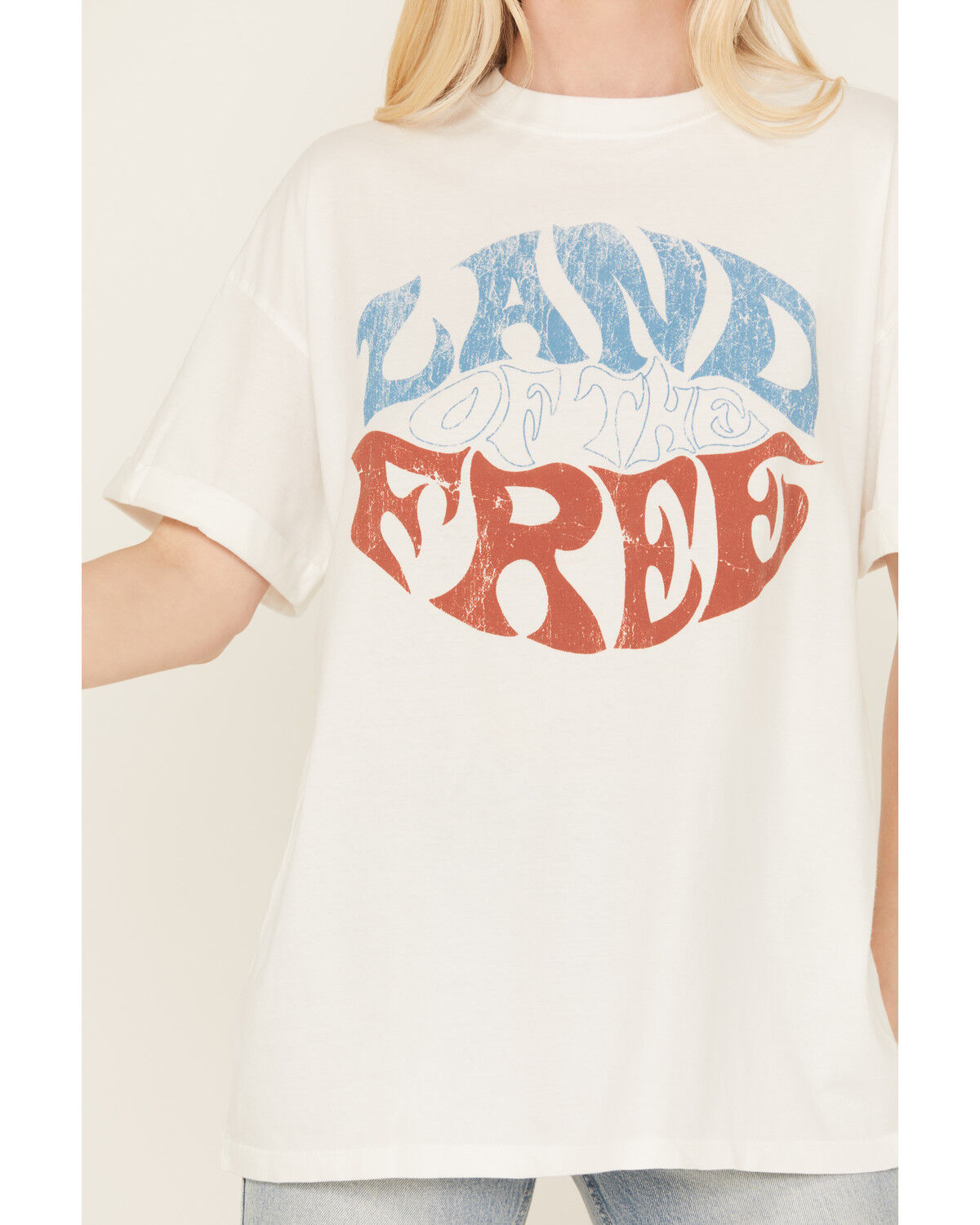 Image #3 - Girl Dangerous Women's Land of the Free Boyfriend Graphic Tee, White, hi-res
