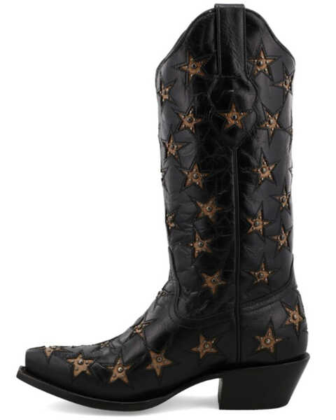Image #3 - Black Star Women's Marfa Star Inlay Studded Leather Western Boot - Snip Toe , Black, hi-res