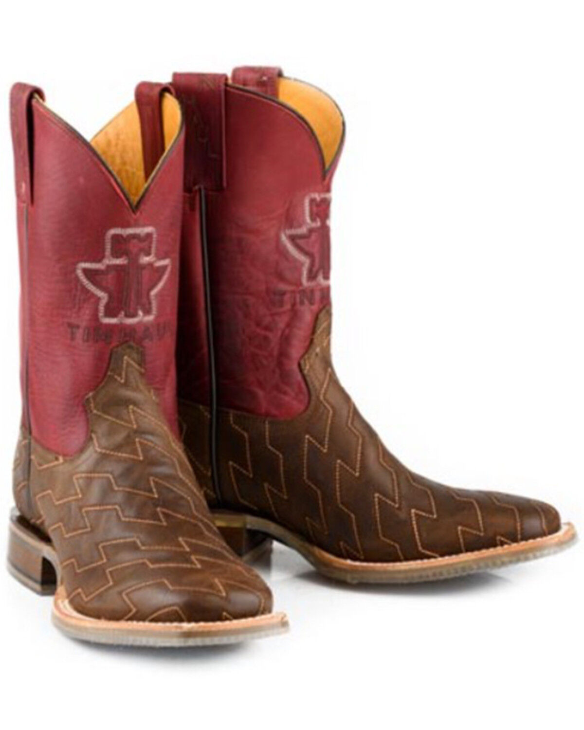 Image #1 - Tin Haul Men's Every Which Way Western Boots - Broad Square Toe, Red, hi-res