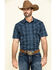 Cody James Men's Paisley Check Plaid Short Sleeve Western Shirt , Blue, hi-res