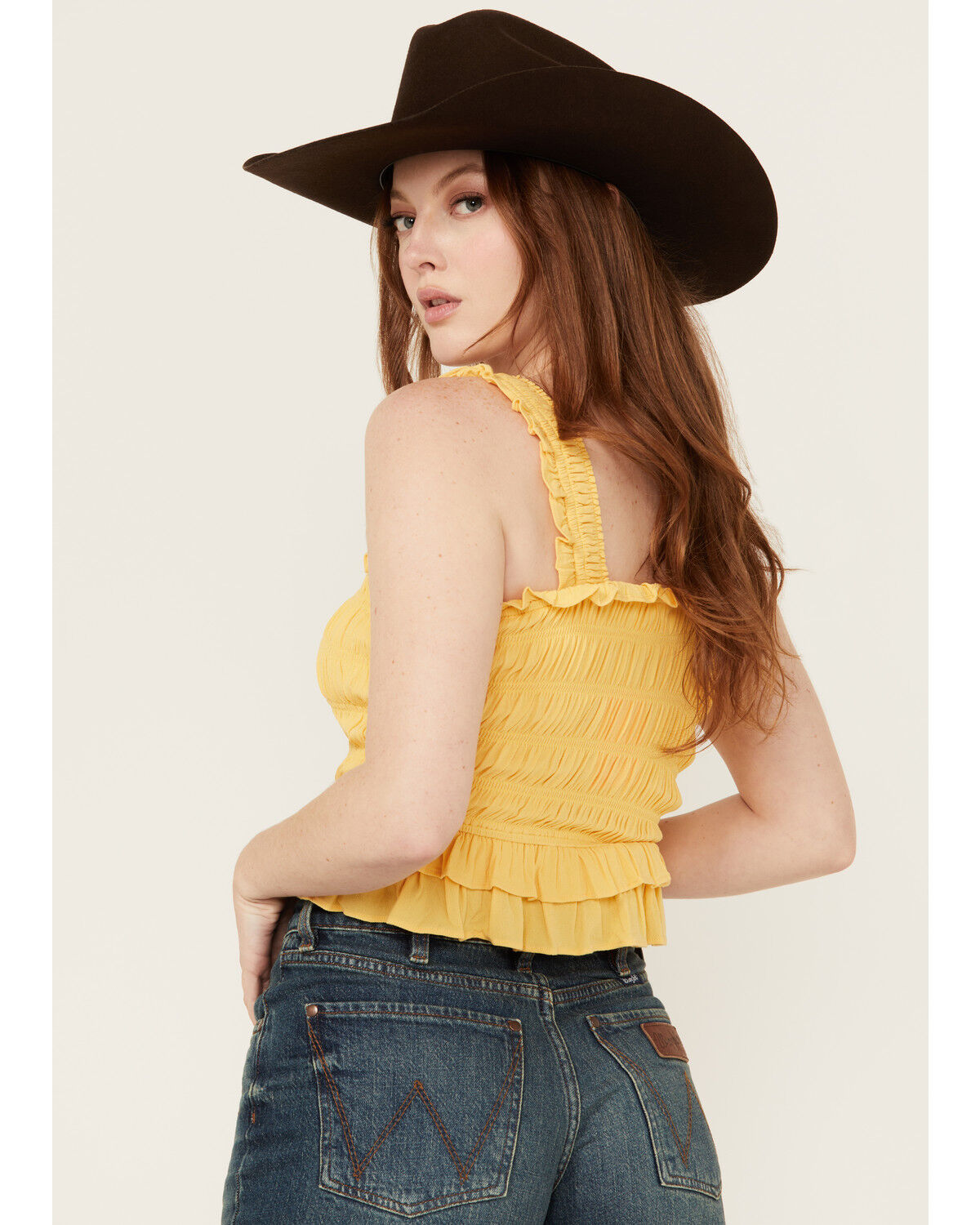 Image #4 - Shyanne Women's Smocked Tank Top, Yellow, hi-res