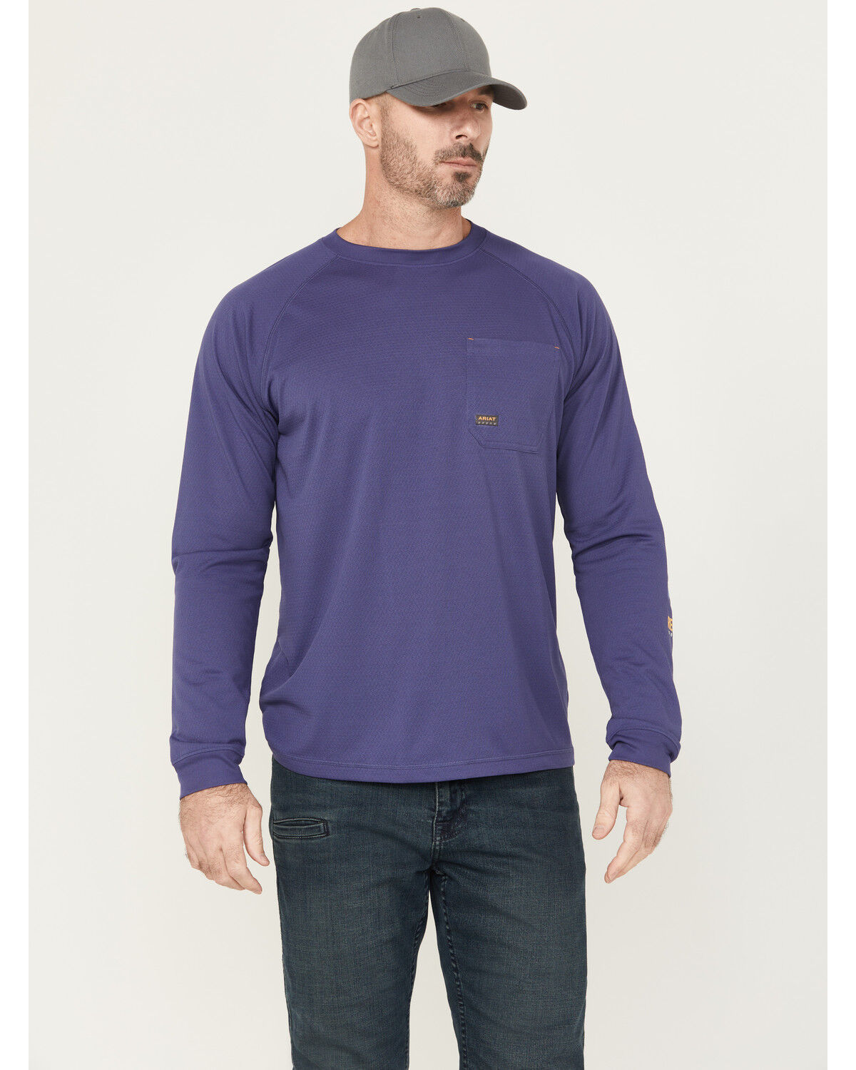 Image #2 - Ariat Men's Rebar Heat Fighter Long Sleeve Work Shirt, Dark Blue, hi-res