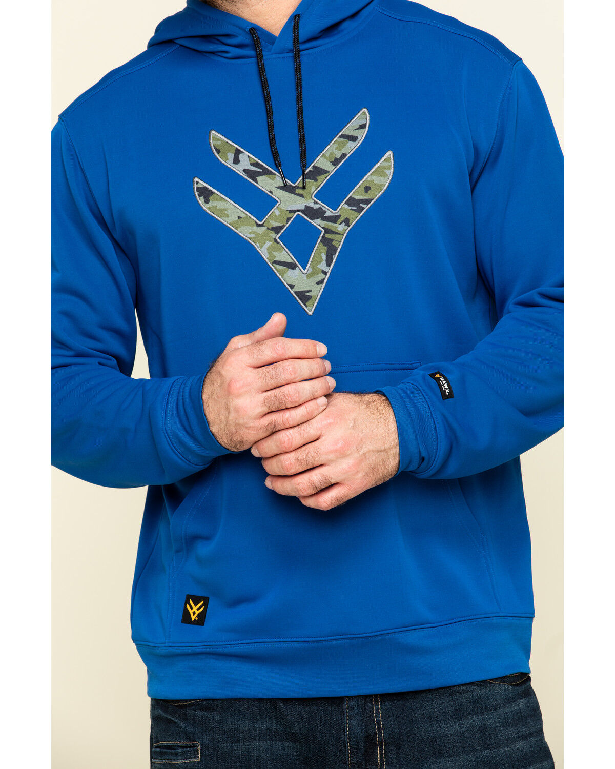 Image #4 - Hawx Men's Tech Logo Hooded Work Sweatshirt, Blue, hi-res