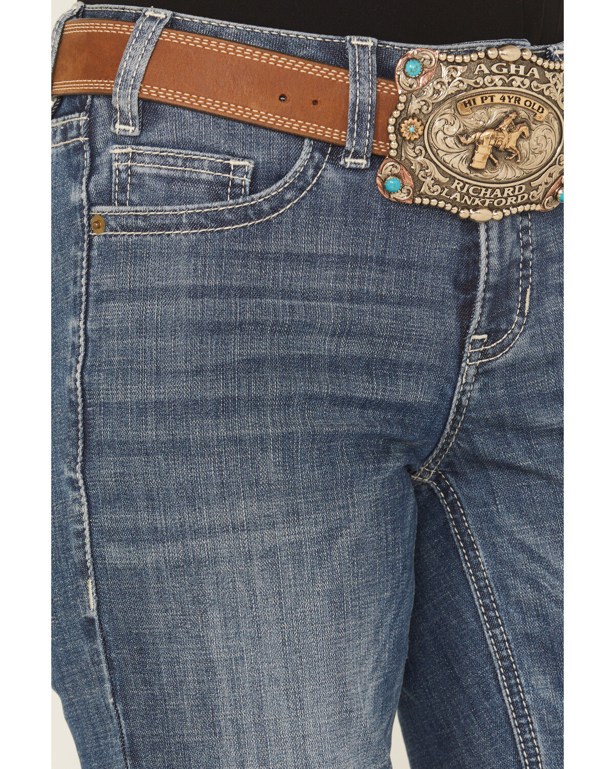 Image #4 - Rock & Roll Denim Women's Medium Wash Trouser Stretch Denim Jeans, Medium Wash, hi-res