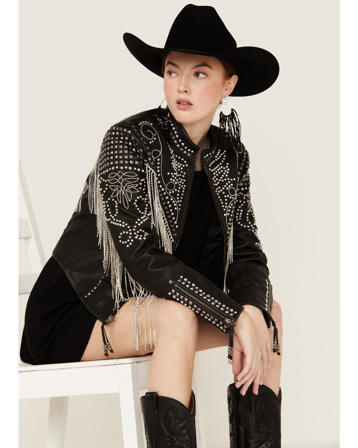 Image #2 - Double D Ranchwear Women's Iced Crystals Leather Jacket, , hi-res