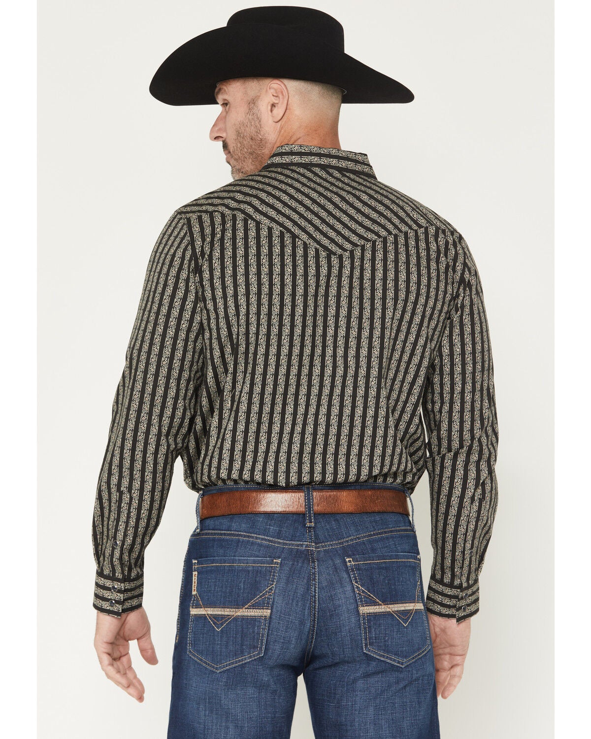 Image #4 - Gibson Trading Co Men's Da Club Floral Striped Long Sleeve Snap Western Shirt, Black, hi-res