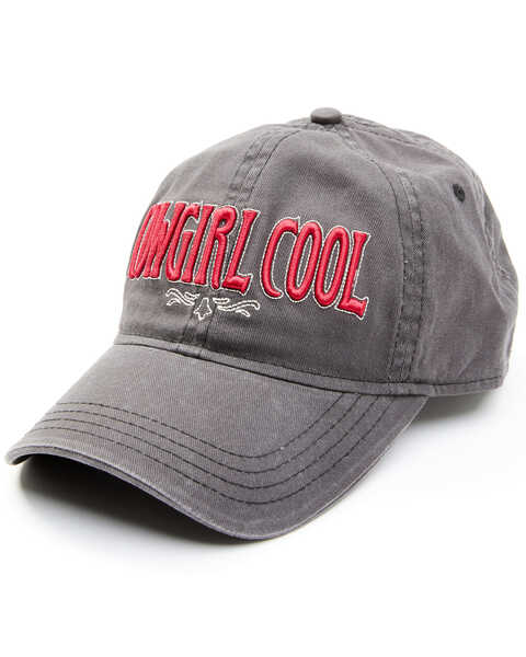 Image #1 - Shyanne Women's Cowgirl Cool Embroidered Solid Back Ball Cap , Grey, hi-res