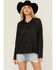 Image #1 - Rock & Roll Denim Women's Rhinestone Long Sleeve Button-Down Western Shirt, Black, hi-res