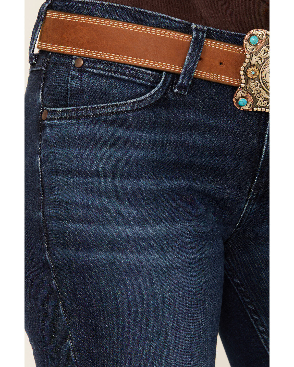 Image #2 - Wrangler Retro Women's Cassie Dark Wash Mid Rise Trouser Stretch Denim Jeans, Dark Wash, hi-res