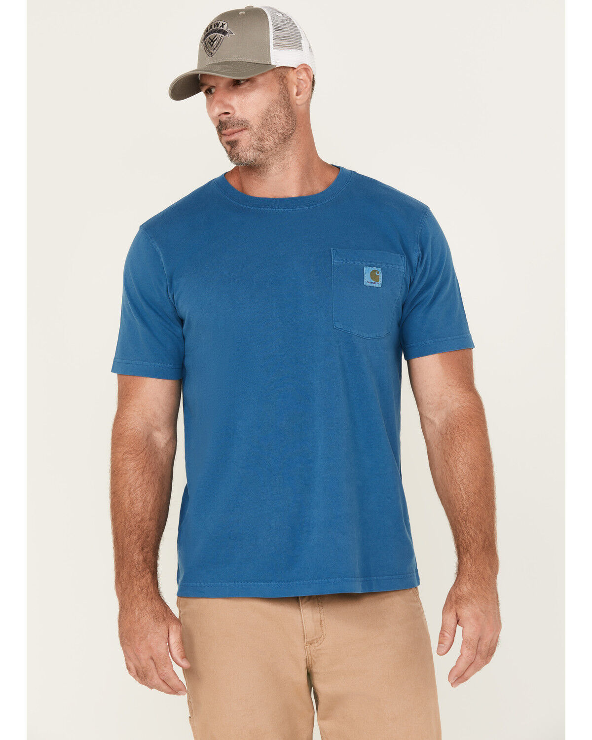 Image #1 - Carhartt Men's Re-Engineered Relaxed Fit Lightweight Short Sleeve Pocket T-Shirt, Dark Blue, hi-res