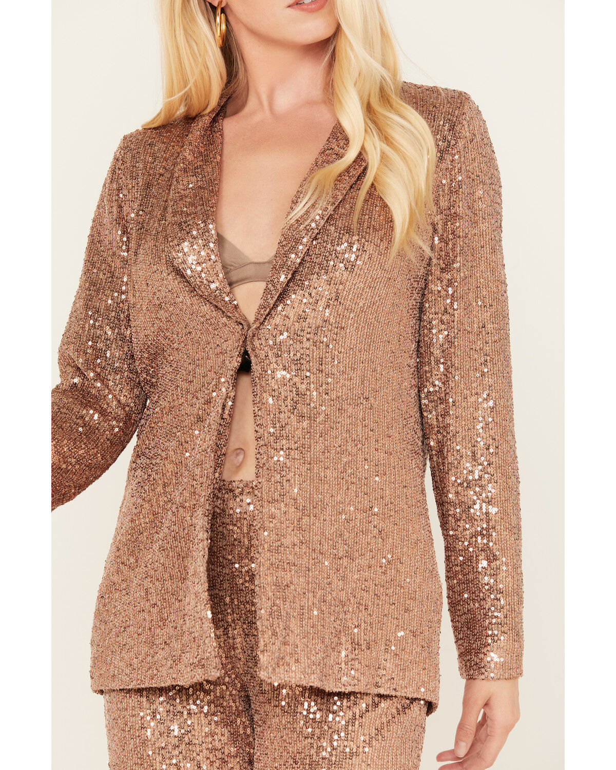 Image #3 - Sadie & Sage Women's Inferno Sequin Blazer, Sand, hi-res