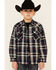 Image #1 - Roper Boys' Plaid Long Sleeve Snap Western Flannel Shirt, Green, hi-res
