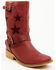 Image #1 - Dingo Little Girls' Blacklist Star Inlay Harness Boots - Square Toe, Wine, hi-res