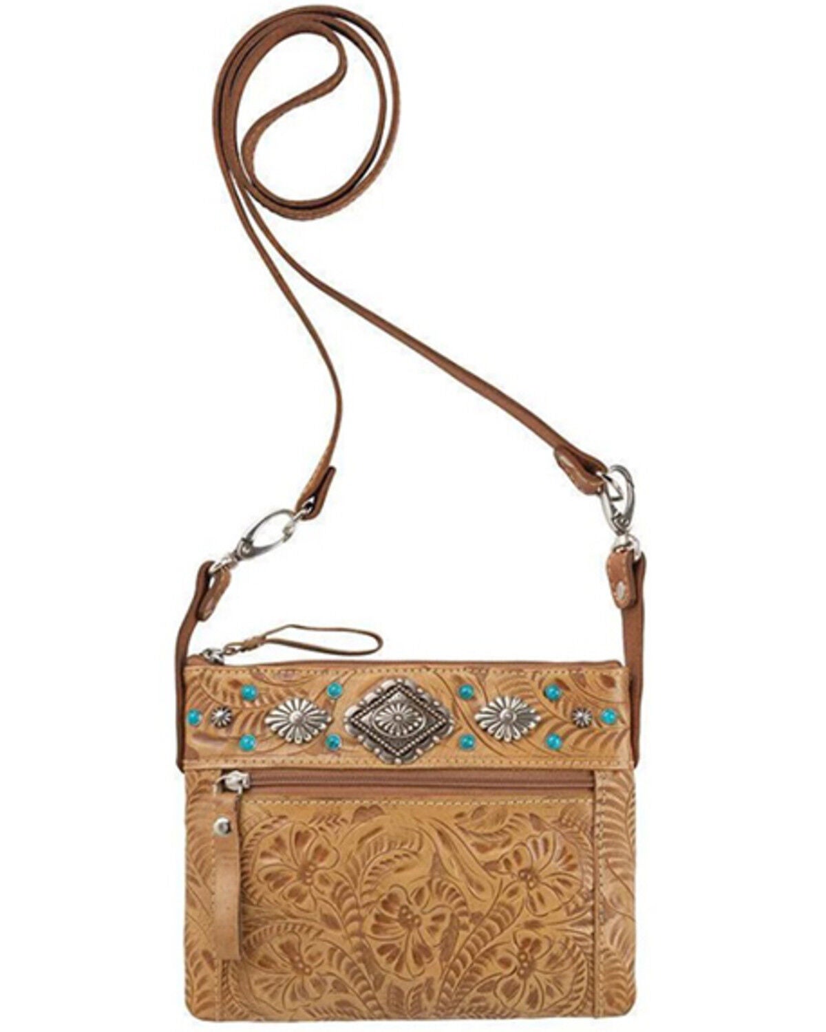 American West Women's Trail Rider Crossbody Bag, Tan, hi-res