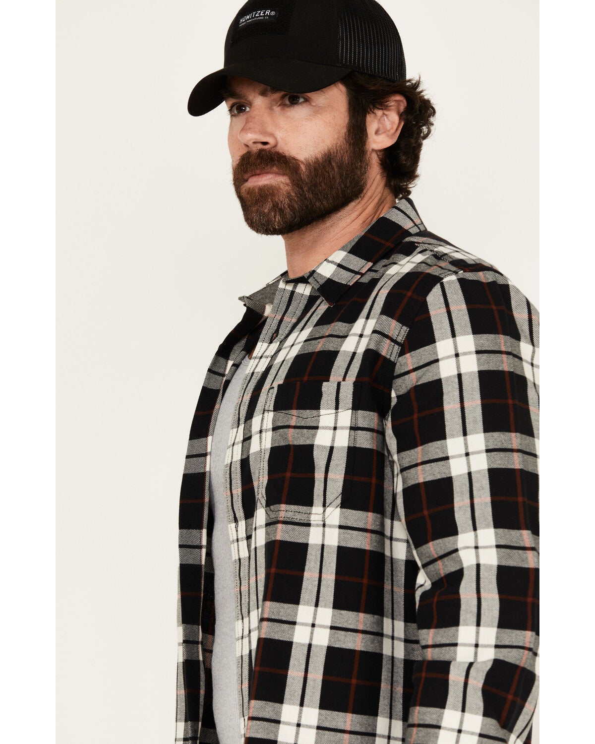 Image #2 - Brothers and Sons Men's Newton Plaid Print Long Sleeve Button-Down Western Shirt, Black, hi-res