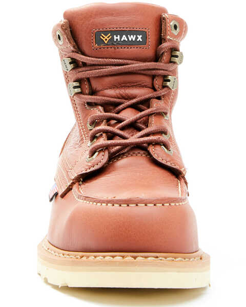 Image #4 - Hawx Men's USA Moc Wedge Work Boots - Steel Toe, Dark Brown, hi-res