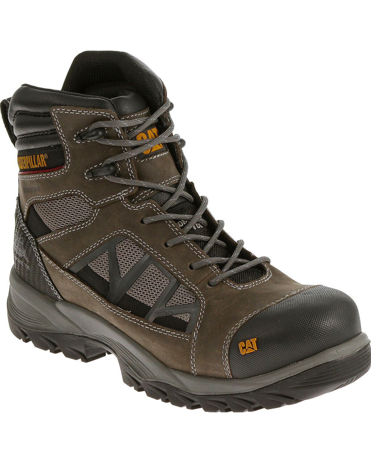 Image #1 - CAT Men's Compressor 6" Waterproof Work Boots - Composite Toe, Grey, hi-res