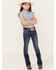 Image #1 - Shyanne Little Girls' Dark Wash Arrow Bootcut Stretch Denim Jeans, Blue, hi-res