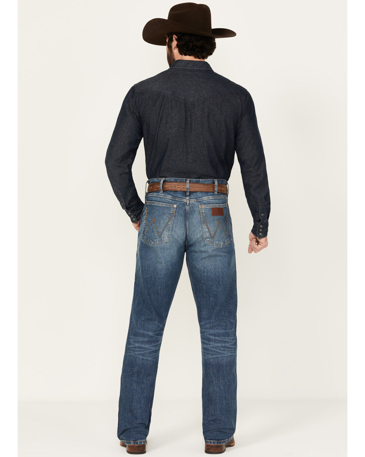 Image #3 - Wrangler Retro Men's 77MWZ Whitley Medium Wash Slim Bootcut Stretch Denim Jeans - Tall, Medium Wash, hi-res